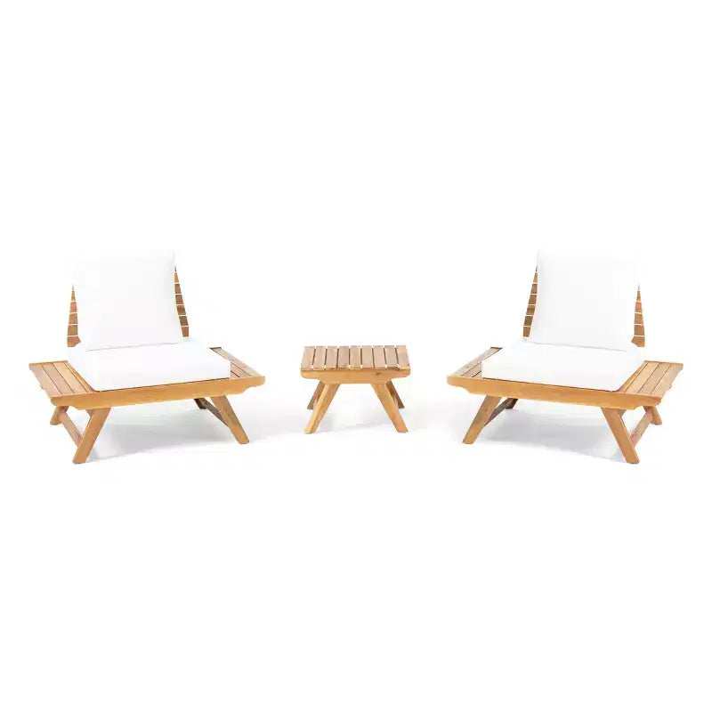 Christopher Knight Home Sedona Ensemble de conversation 3 pièces d'extérieur en bois d'acacia avec coussins