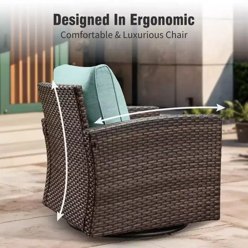 Captiva Designs Salon de jardin 6 pièces en osier et rotin avec foyer, poufs et fauteuils rembourrés