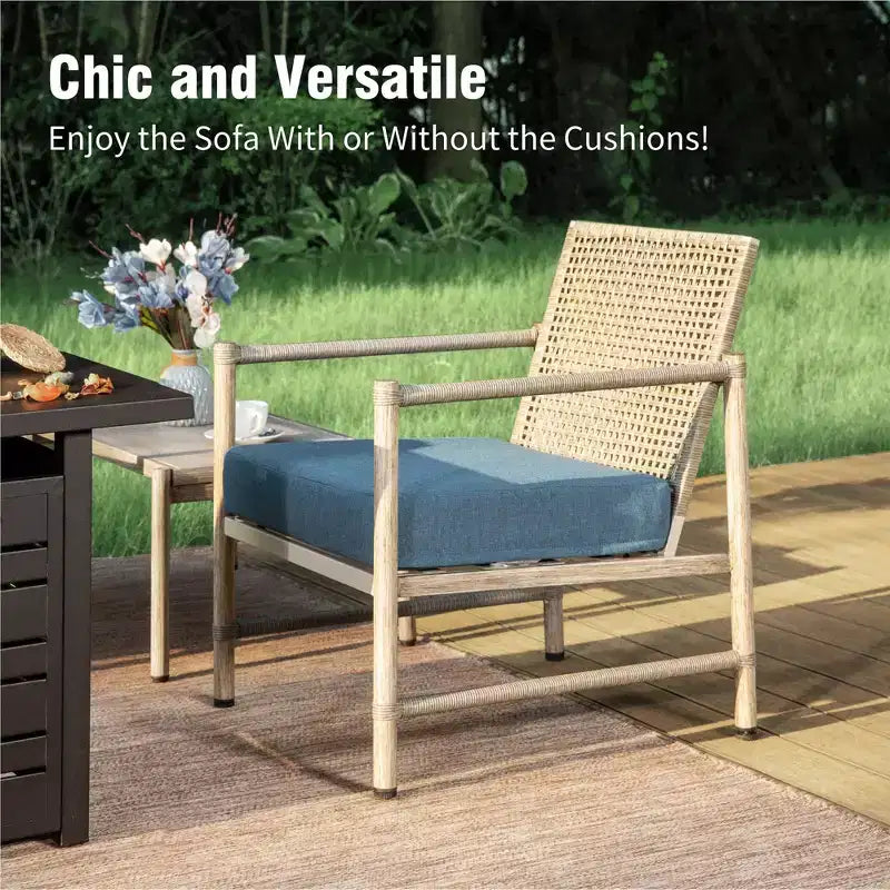 Captiva Designs - Salon de jardin 6 pièces en osier avec table basse, idéal pour piscine et jardin.