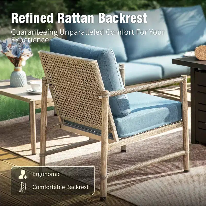Captiva Designs - Salon de jardin 6 pièces en osier avec table basse, idéal pour piscine et jardin.