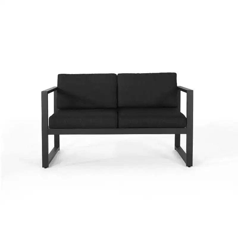 Christopher Knight Home Salon de discussion d'extérieur en aluminium 4 places avec foyer, Gris/Marron