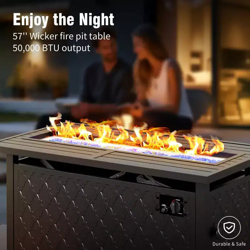 Captiva Designs – Salon de conversation d'extérieur 6 pièces avec braseros, fauteuils pivotants et ottomans