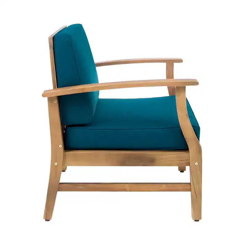 Christopher Knight Home Havana Ensemble de 5 fauteuils de jardin et foyer en bois d'acacia avec coussins