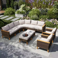 Captiva Designs 10pc Outdoor Wicker Rattan Patio Half-Moon Curved Sectional Sofa Set with Cushioned Ottoman
