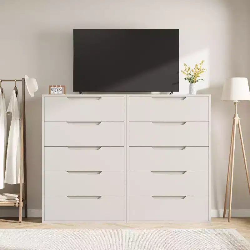 35.4-inch Five-Drawer Dresser, PB+MDF+Metal Material, Five-Drawer Storage, Adjustable Height, Modern-Simple & Rustic Style