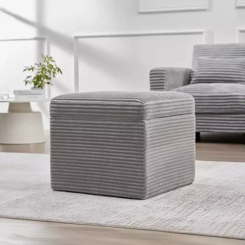 Corduroy Square Storage Ottoman with Lift Off Top