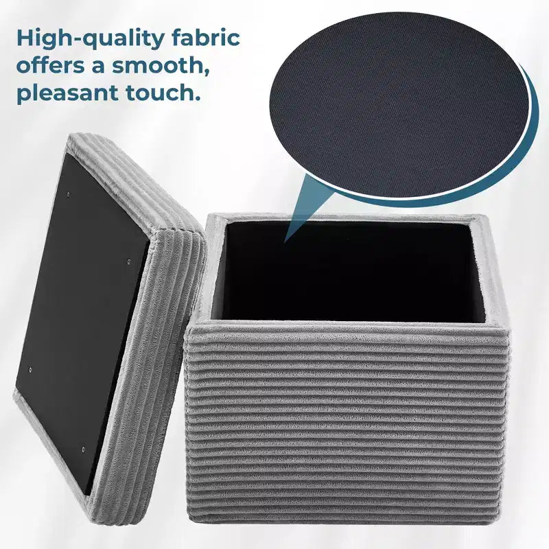 Corduroy Square Storage Ottoman with Lift Off Top