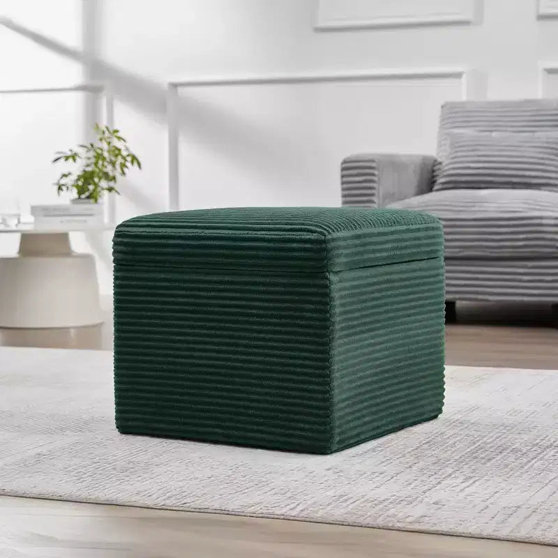 Corduroy Square Storage Ottoman with Lift Off Top