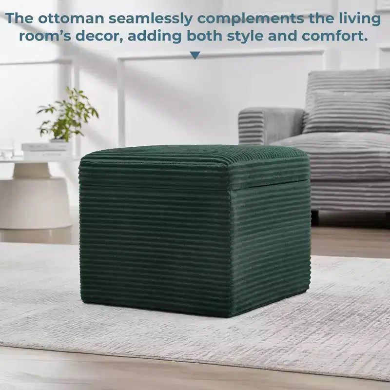 Corduroy Square Storage Ottoman with Lift Off Top