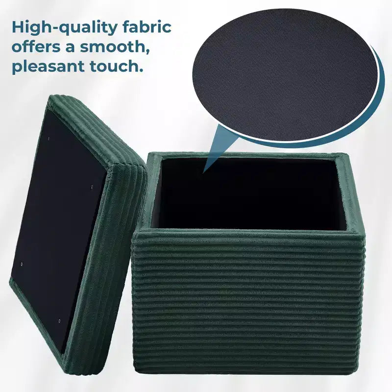 Corduroy Square Storage Ottoman with Lift Off Top