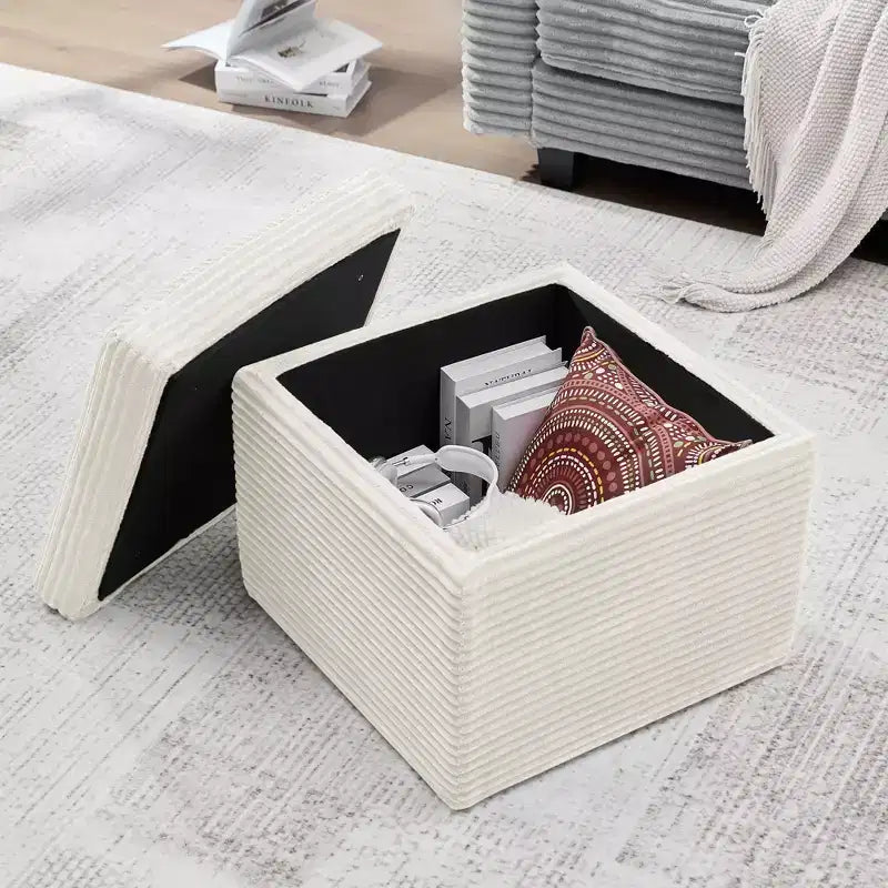 Corduroy Square Storage Ottoman with Lift Off Top