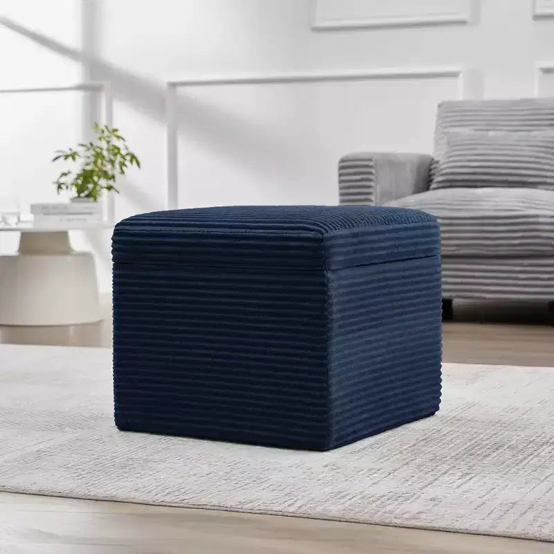 Corduroy Square Storage Ottoman with Lift Off Top