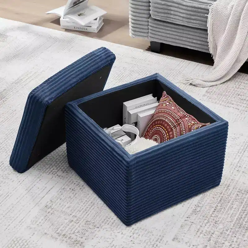 Corduroy Square Storage Ottoman with Lift Off Top