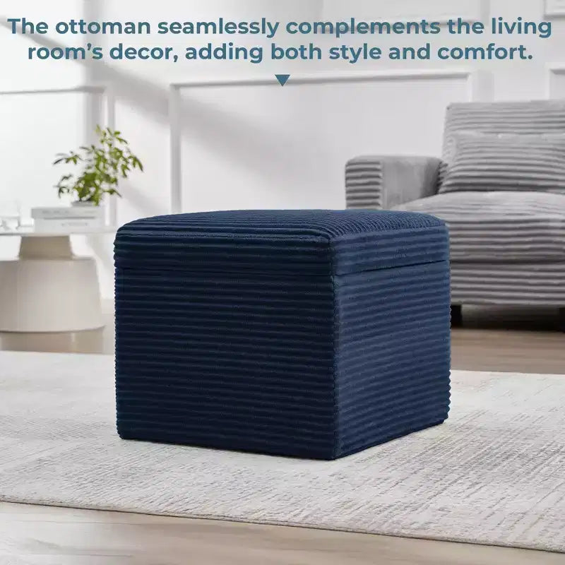Corduroy Square Storage Ottoman with Lift Off Top