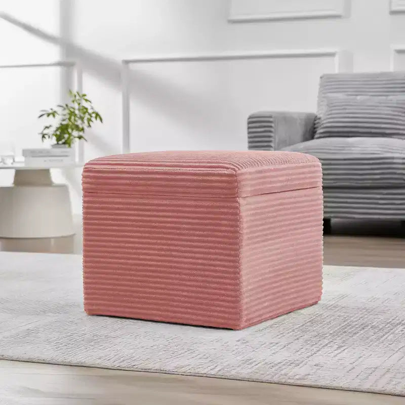 Corduroy Square Storage Ottoman with Lift Off Top