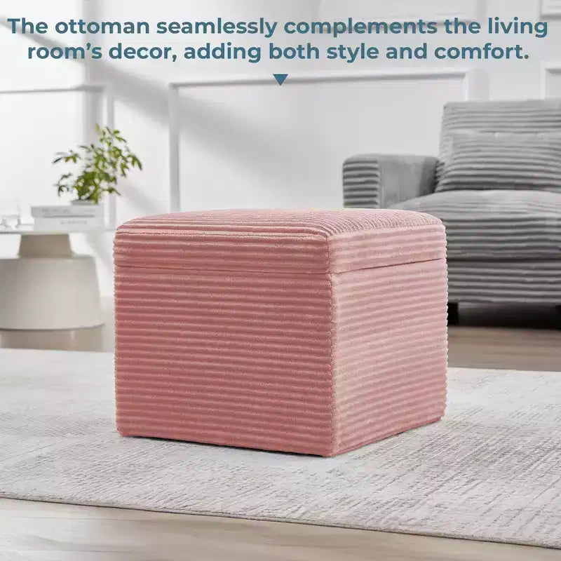 Corduroy Square Storage Ottoman with Lift Off Top