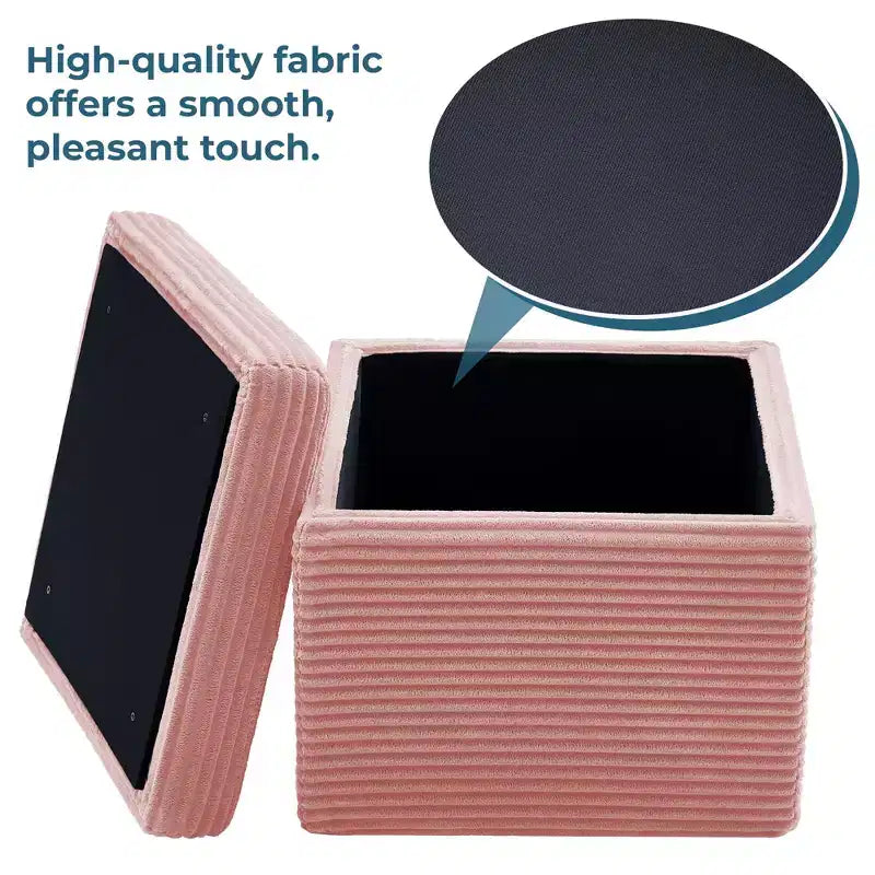 Corduroy Square Storage Ottoman with Lift Off Top