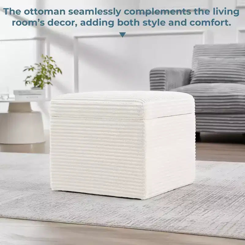 Corduroy Square Storage Ottoman with Lift Off Top