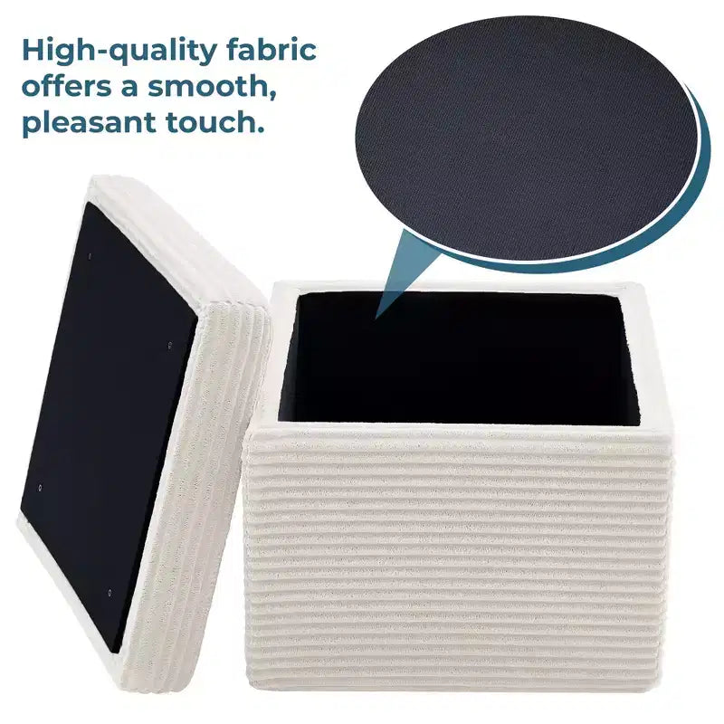 Corduroy Square Storage Ottoman with Lift Off Top