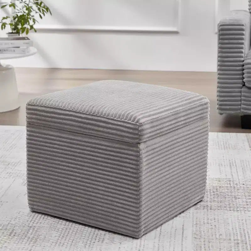 Corduroy Square Storage Ottoman with Lift Off Top