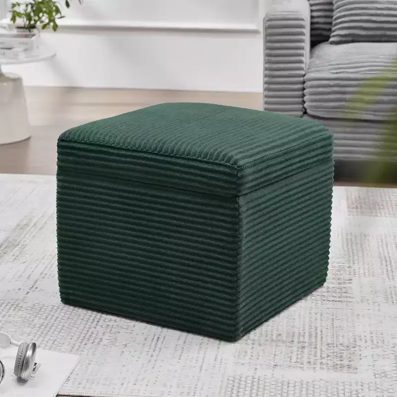 Corduroy Square Storage Ottoman with Lift Off Top