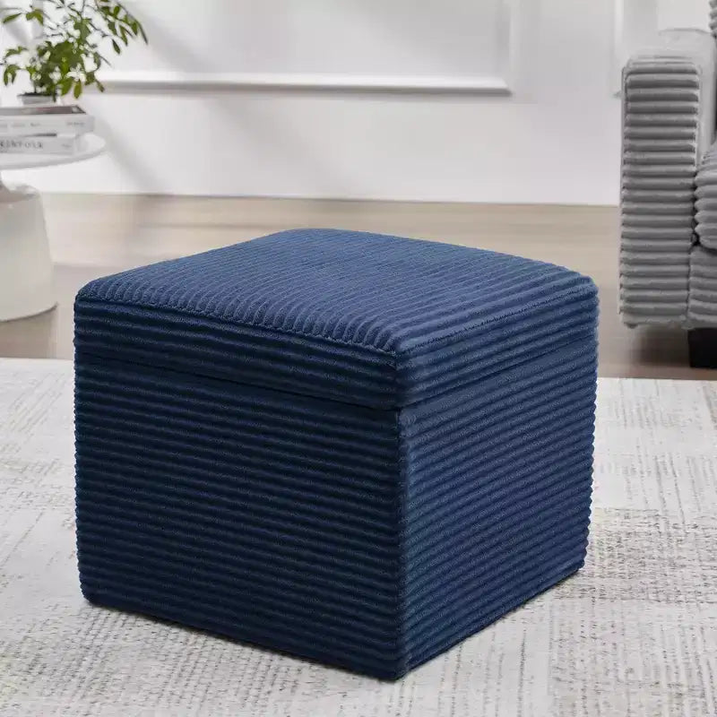 Corduroy Square Storage Ottoman with Lift Off Top