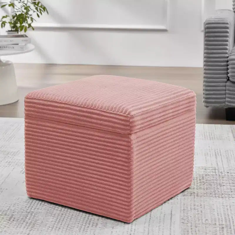 Corduroy Square Storage Ottoman with Lift Off Top