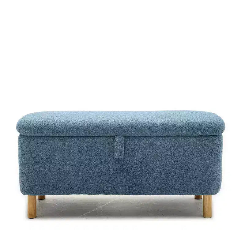 Pull-Open Top Boucle Ottoman Bench with Storage, Upholstered Storage Ottoman for Bedroom and Entrance