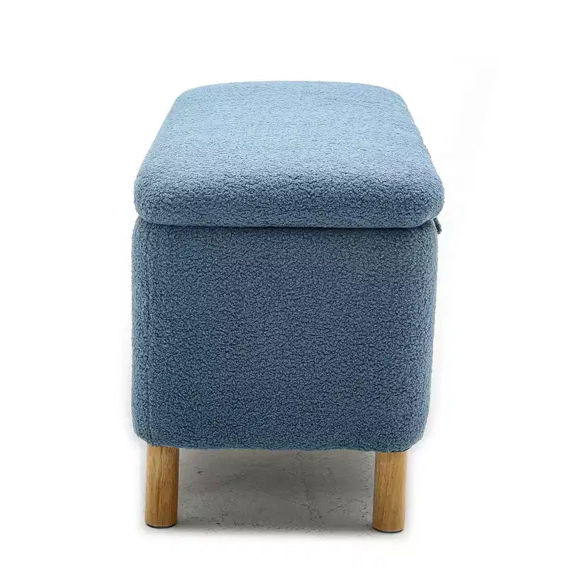 Pull-Open Top Boucle Ottoman Bench with Storage, Upholstered Storage Ottoman for Bedroom and Entrance