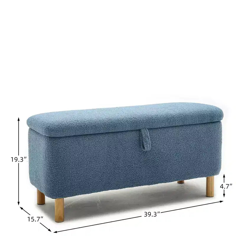 Pull-Open Top Boucle Ottoman Bench with Storage, Upholstered Storage Ottoman for Bedroom and Entrance