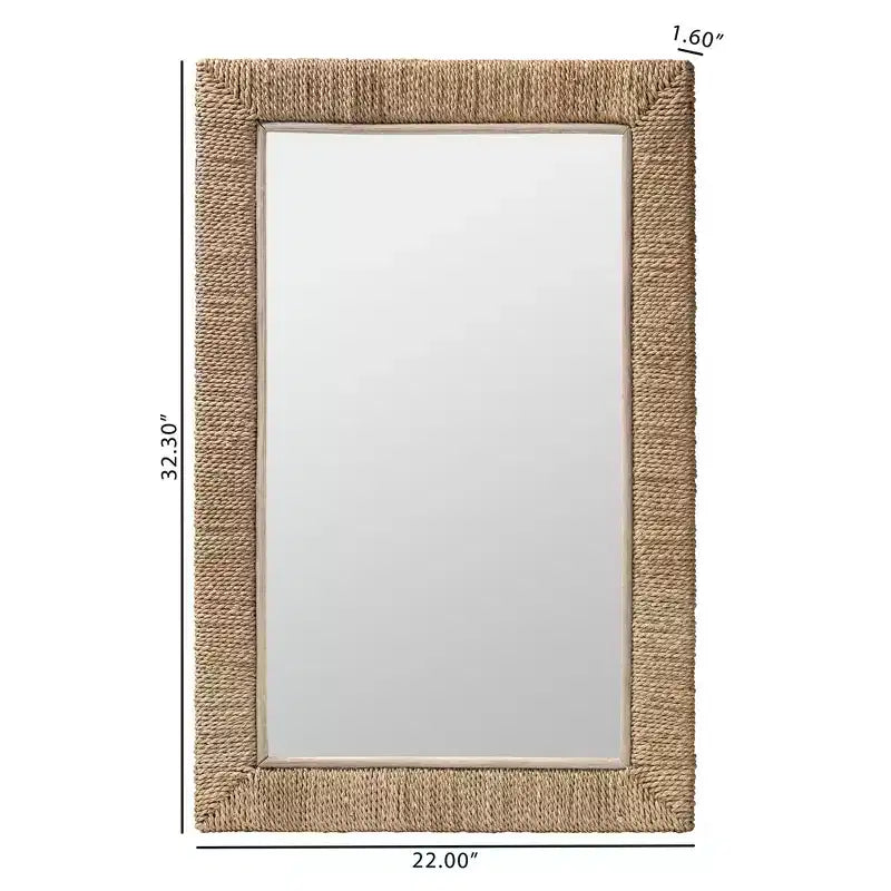Natural Seagrass Rectangular Wall Mirror, 22"x32.3"