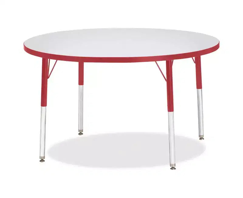 Elementary Height Gray Top Color Edge Round Activity Table 42 x 42 in, Red