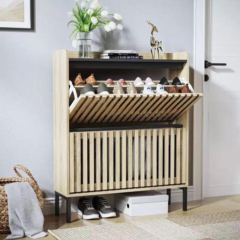 Minimalist Fluted Dresser with 6 Drawers, Modern Clothes Storage Cabinet, Two-Tone Design, Large Capacity for Bedroom, Hallway, Living Room