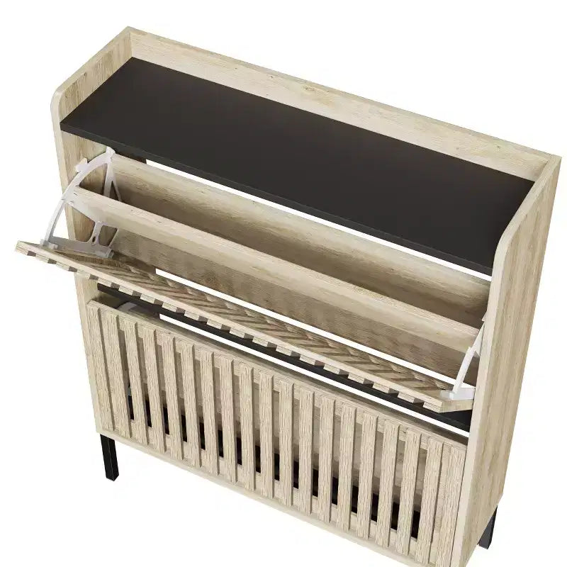 Minimalist Fluted Dresser with 6 Drawers, Modern Clothes Storage Cabinet, Two-Tone Design, Large Capacity for Bedroom, Hallway, Living Room