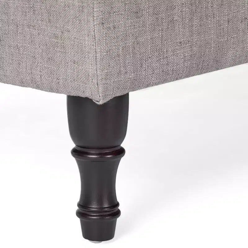Storage Ottoman Bench with Tufted Button Upholstery, Multifunctional Footrest Stool with Spindle Wood Legs for Bedroom and Couch