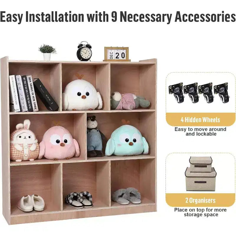 8 Cubbies Storage Toy Shelves for Home and School