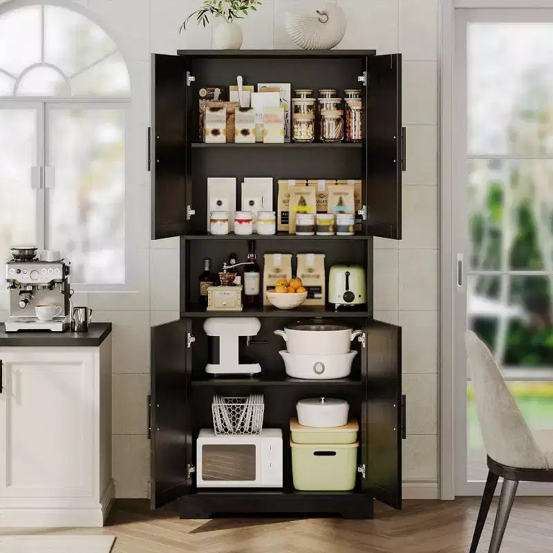 70 in Tall Kitchen Storage Pantry Cabinet with 4 Doors and Adjustable Shelves, Freestanding Cupboard for Dining Room, Bathroom, Laundry Room