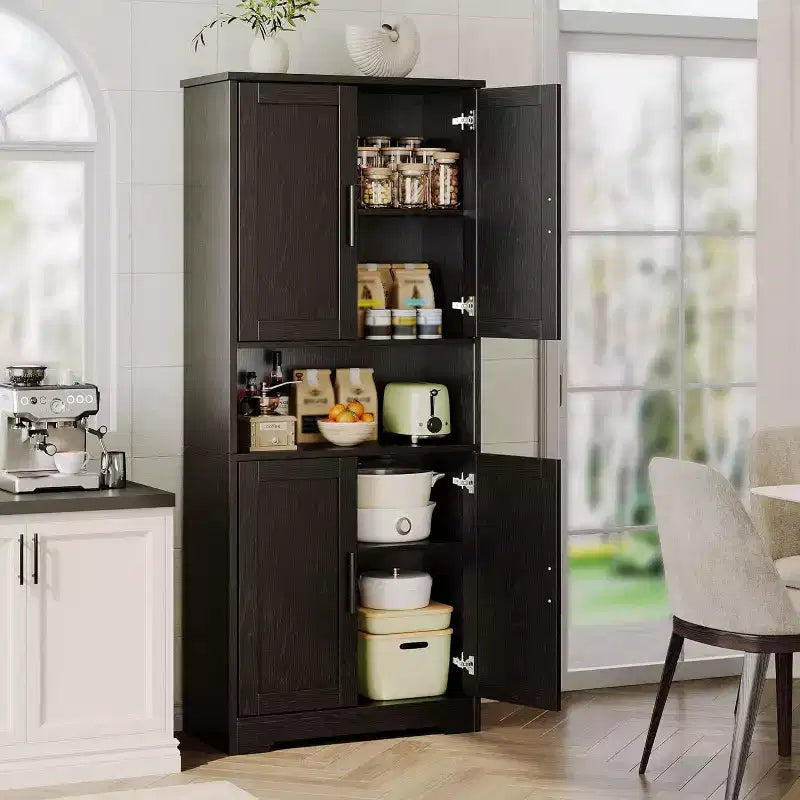 70 in Tall Kitchen Storage Pantry Cabinet with 4 Doors and Adjustable Shelves, Freestanding Cupboard for Dining Room, Bathroom, Laundry Room