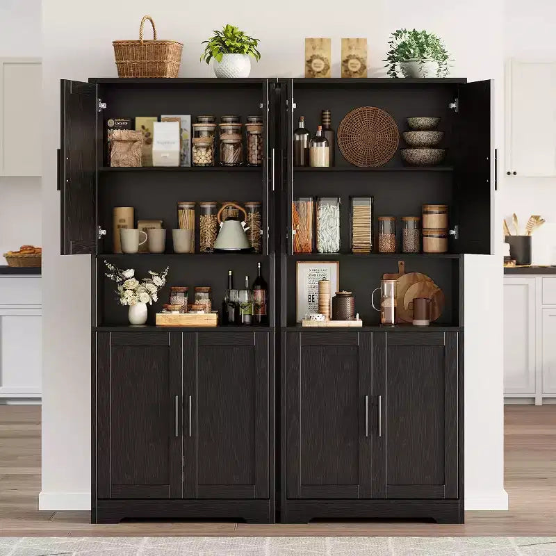 70 in Tall Kitchen Storage Pantry Cabinet with 4 Doors and Adjustable Shelves, Freestanding Cupboard for Dining Room, Bathroom, Laundry Room