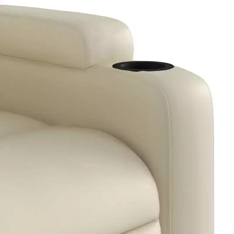 Massage Recliner Chair with 6-Point Vibration, Adjustable, Cream Leather