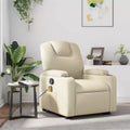 Massage Recliner Chair with 6-Point Vibration, Adjustable, Cream Leather