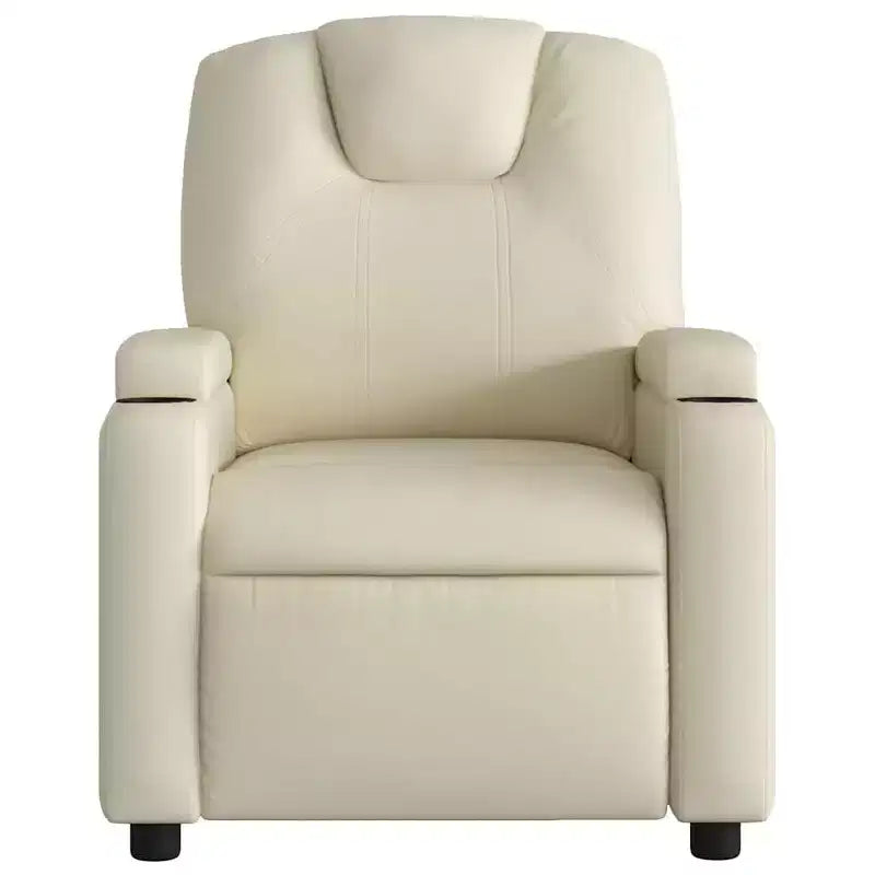 Massage Recliner Chair with 6-Point Vibration, Adjustable, Cream Leather