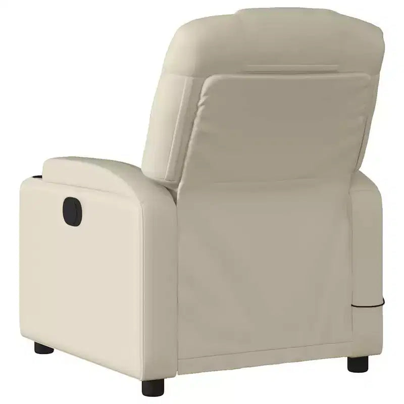 Massage Recliner Chair with 6-Point Vibration, Adjustable, Cream Leather