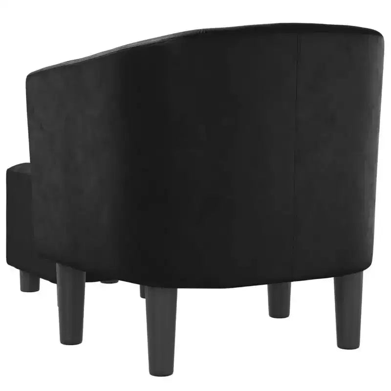 Modern Tub Chair with Footstool, Faux Leather Seating for Living Room, Bedroom, Guest Room or Office, Black