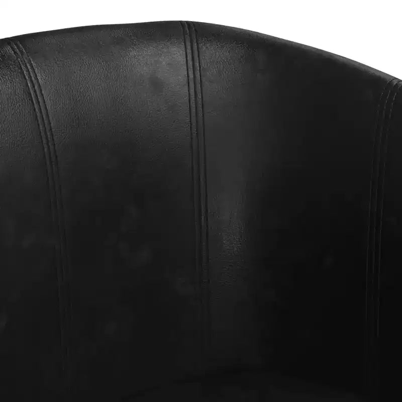 Modern Tub Chair with Footstool, Faux Leather Seating for Living Room, Bedroom, Guest Room or Office, Black