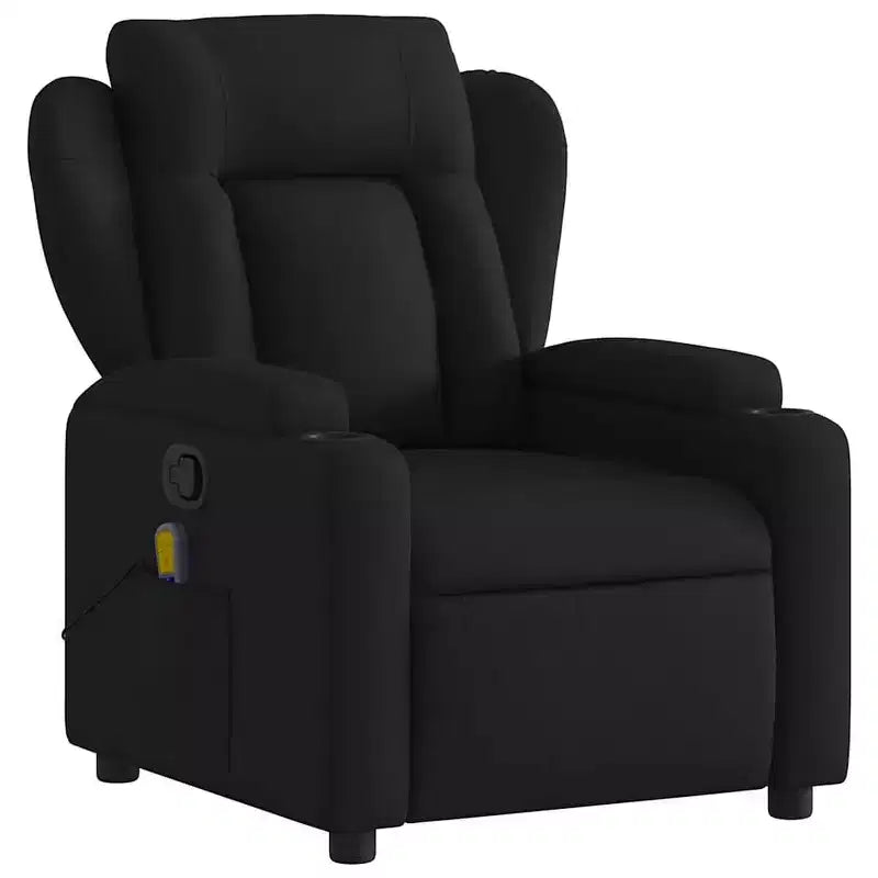 Massage Recliner Chair, Black Fabric (100% Polyester), Metal and Plywood
