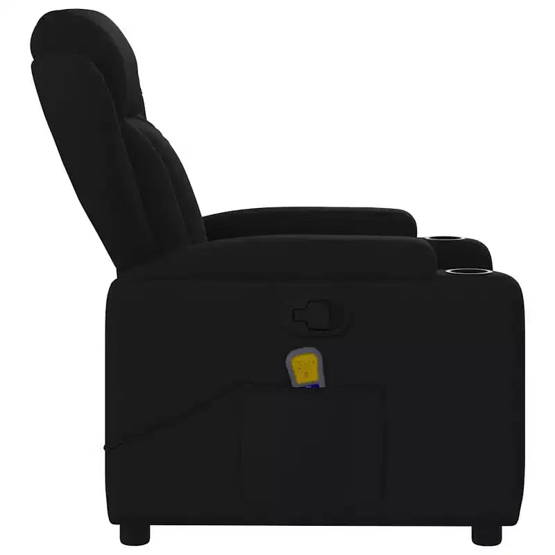 Massage Recliner Chair, Black Fabric (100% Polyester), Metal and Plywood
