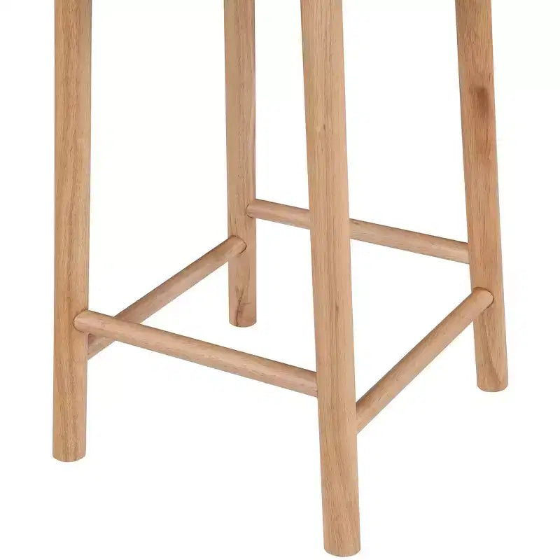 Black Vegan Leather Counter Stool, Natural Wood Frame