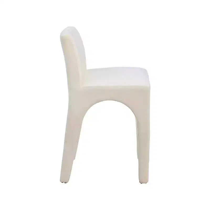Beige Linen Textured Fabric Counter Stool, Art Deco Design
