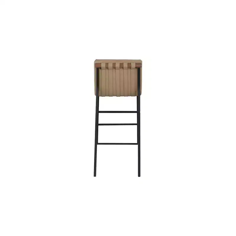 Tan Vegan Leather Bar Stool with Matte Black Metal Frame